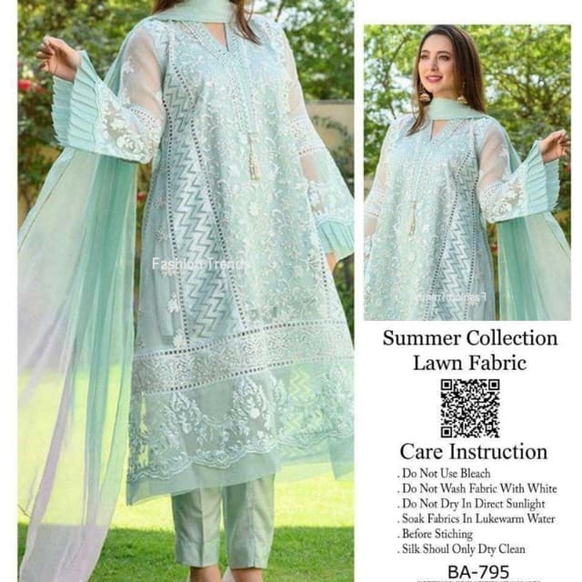 2Pcs Full Embrodiered Quality Lawn Fabric