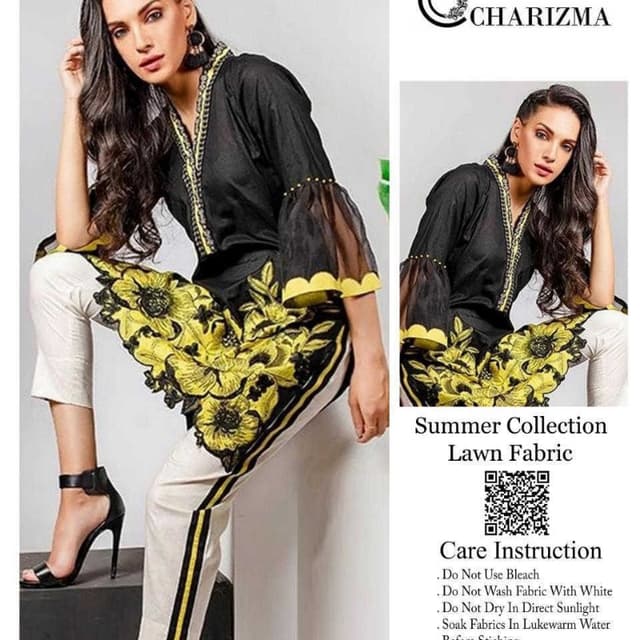 2 Pcs Fancy Embroidered Lawn Suit